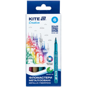 Фломастери-пензлики Kite Creative 6 кольорів металізовані K-1149