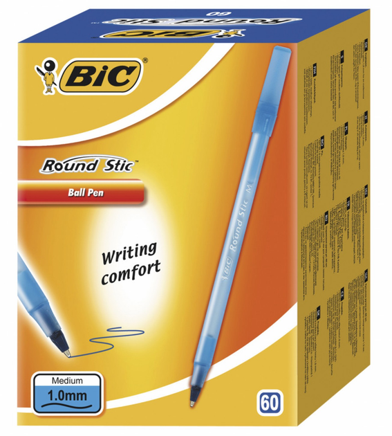 Ручка Bic Round Stic 1 мм синій, без ШК