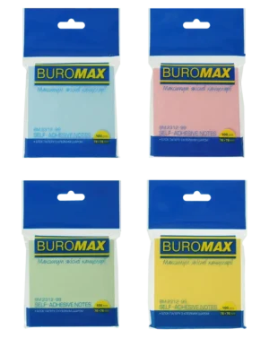 Блок паперу для нотаток з клейким шаром Buromax 76x76 мм 100 аркушів асорті BM.2312-99