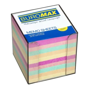 Бокс пластиковий з кольоровим папером Buromax 90x90x90 мм димчастий BM.2291-02