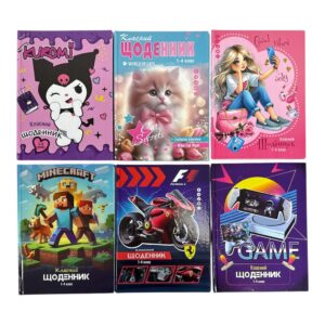 Щоденник шкільний Polly 1-4-х класів, тверда обкладинка, мікс дизайнів