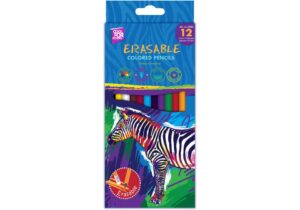 Олівці кольорові CoolForSchool ERASABLE 12 шт пластикові, стираються, тригранні з гумкою CF15181