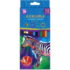 Олівці кольорові CoolForSchool ERASABLE 12 шт пластикові, стираються, тригранні з гумкою CF15181