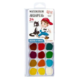 Набір акварельних фарб Rosa Kids Cats with a Girl 24 кольорів без пензлика