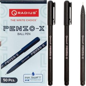 Ручка масляна - Radius PENZO-X 1000 м чорна (50 шт)