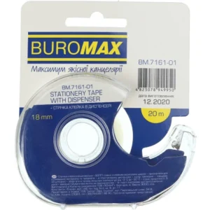 Диспенсер для клейкої стрічки BUROMAX 7161-01 18ммх20м, прозрачний /BM.7161-01/