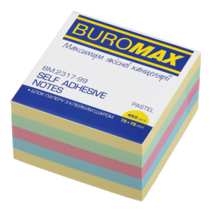 Блок для нотаток з клейким шаром Buromax 75х75 мм 450 аркушів BM.2317-99